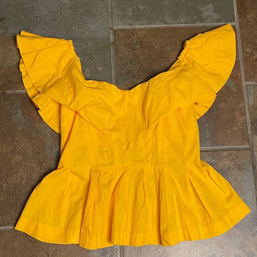 Free People Yellow Ruffled Peplum Blouse - Picture 5 of 7